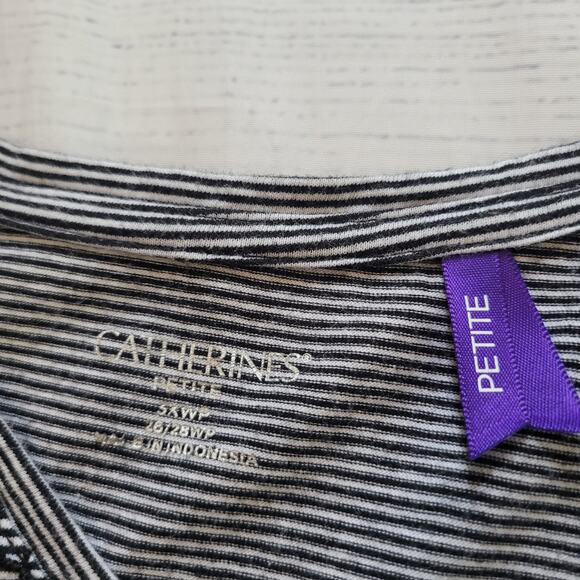 Catherines Size 3x WP Lace Floral Black White Striped Casual Tee Basics Feminine - Picture 7 of 10